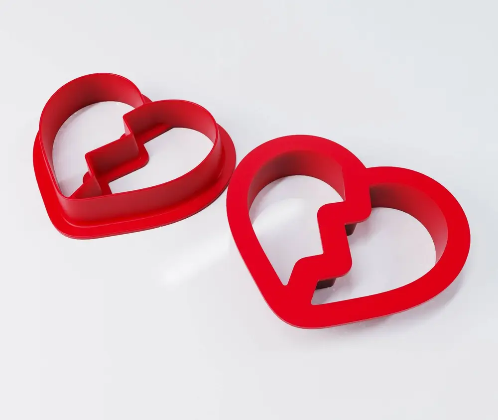 Broken heart cookie cutter - two halves