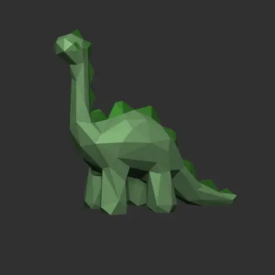 Cute longneck dinosaur low-poly - multicolour