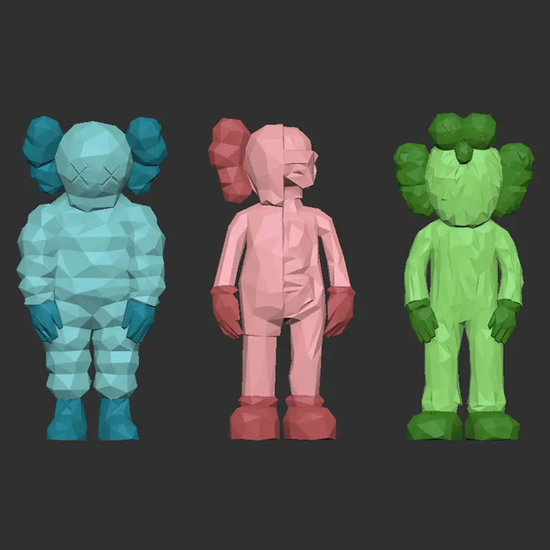 KAWS Inspired Figures - Low-Poly  - Multicolour