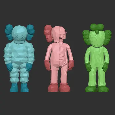 KAWS Inspired Figures - Low-Poly  - Multicolour