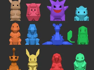 Low-Poly Pokemons - A Door Knob Collection  - multicolour
