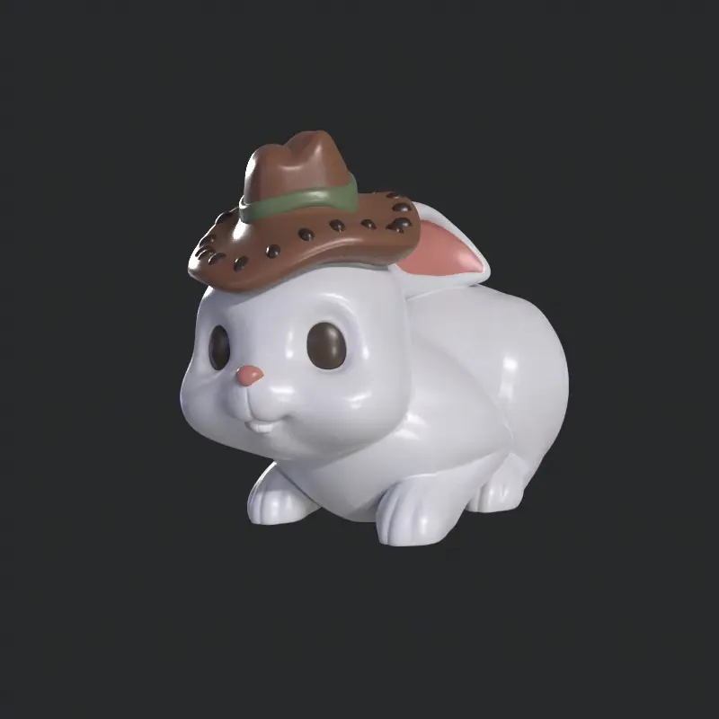 Cute Cowboy Hat Bunny - Multicolour
