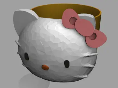 Charming Tangerine Hello Kitty Planter - Multicolour