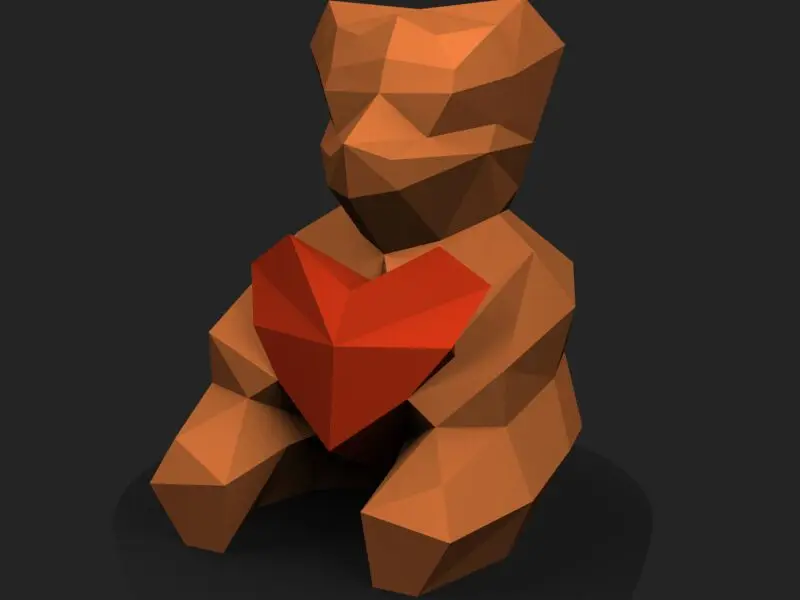 Low Poly Love Bear - multicolour