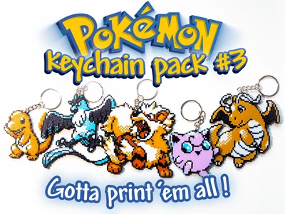 Pokemon Keychain Pack #3 - Charmander, Jigglypuff, Arcanine, Articuno, Dragonite