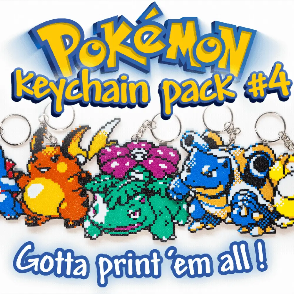 Pokemon Keychain Pack #4 - Raichu, Venusaur, Blastoise, Psyduck, and Totodile