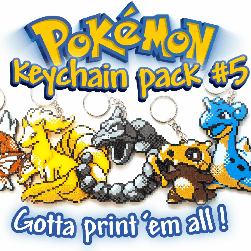 Pokemon Keychain Pack #5 - Cubone, Magikarp, Onix, Ninetails, and Lapras