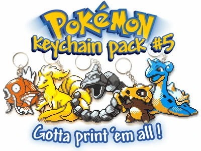 Pokemon Keychain Pack #5 - Cubone, Magikarp, Onix, Ninetails, and Lapras
