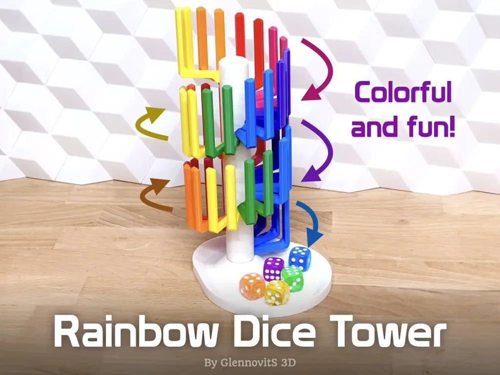 Rainbow Dice Tower (no AMS/MMU needed)
