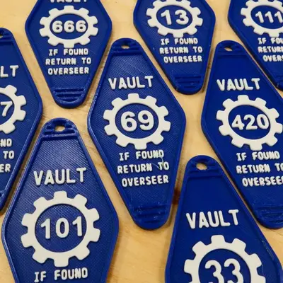 Fallout Inspired Vault Key Fob Assortment - Print in place