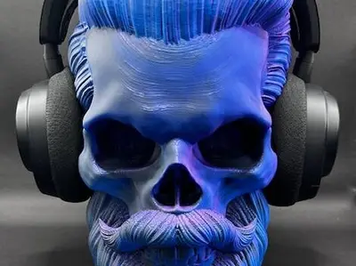 Headphone Stand Gamer Hair - Beard Skull Nº1