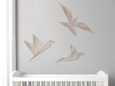 Origami birds geometric wall art