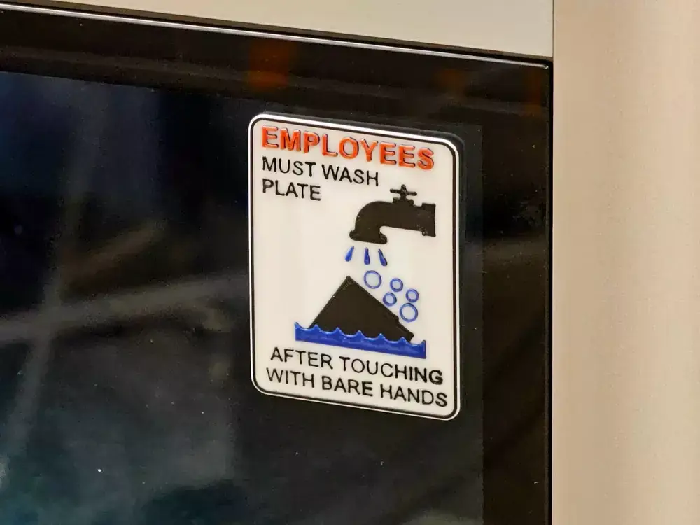 Must Wash Plate Sign