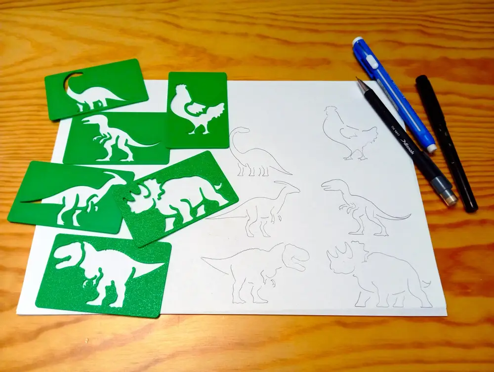 Dino Stencil Cards