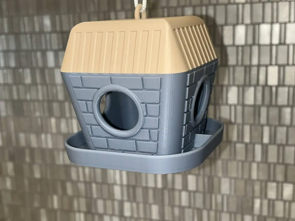 City bird house with food and water feeder