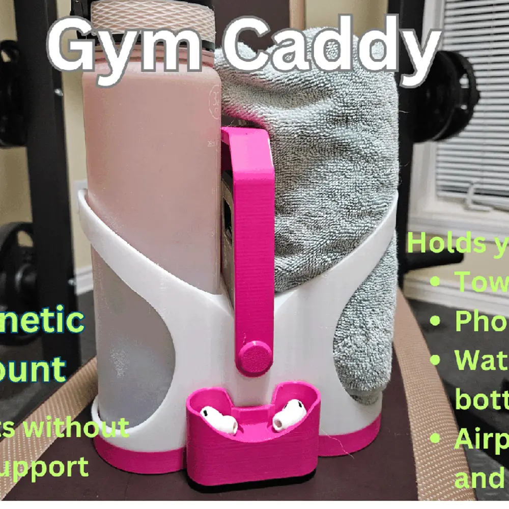 GYM CADDY - Magnetic mount, towel, bottle, phone