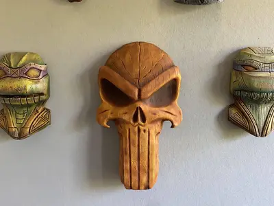 Punisher Wooden Skull Wallart