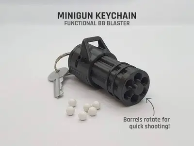 Minigun Keychain — Functional Blaster