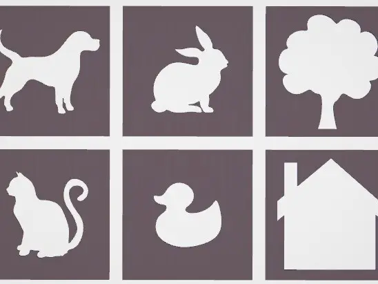 Montessori silhouettes of various shapes, animals, trees ....