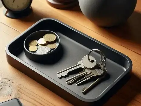 Key tray with coin bowl