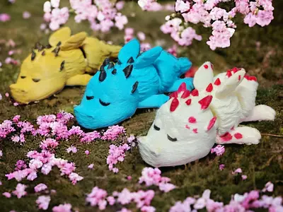 Cute Sleeping Mini Flexi Articulating Dragon ( KeyChain )