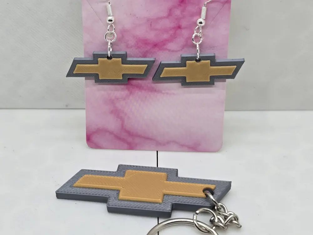 Chevy Keychain and Earrings