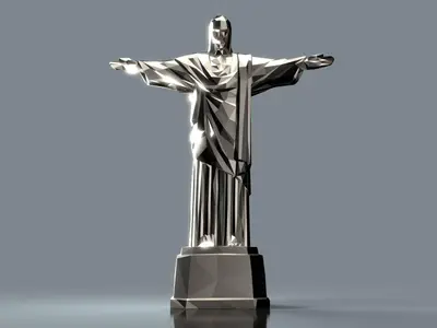 Cristo Redentor Statue in Low-Poly Style – Rio de Janeiro