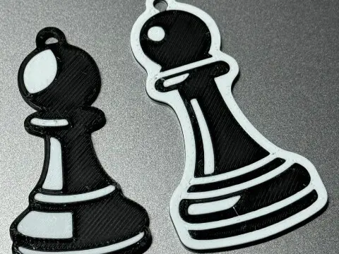 Pawn Chess Piece Keychain - Double Sided - 2 Variations