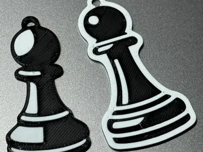Pawn Chess Piece Keychain - Double Sided - 2 Variations