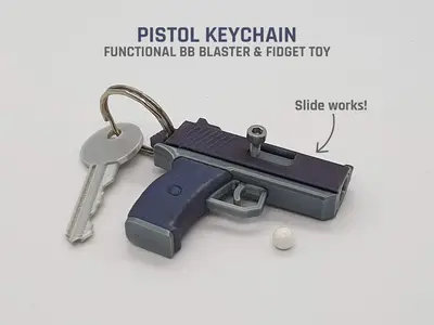 Pistol Keychain — Functional Blaster & Fidget Toy