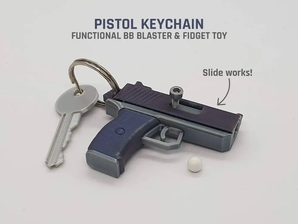 Pistol Keychain — Functional Blaster & Fidget Toy