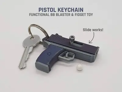 Pistol Keychain — Functional Blaster & Fidget Toy