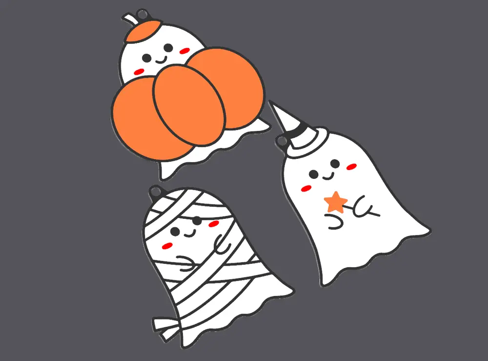 halloween funny cute ghost keychain pack normal/reverse