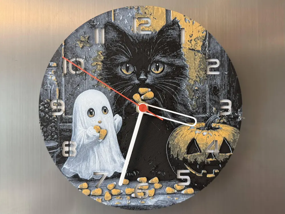Wall / Desk Clock kitty with candy HueForge