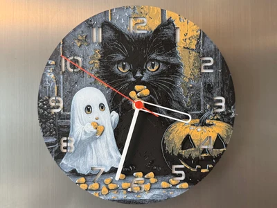 Wall / Desk Clock kitty with candy HueForge