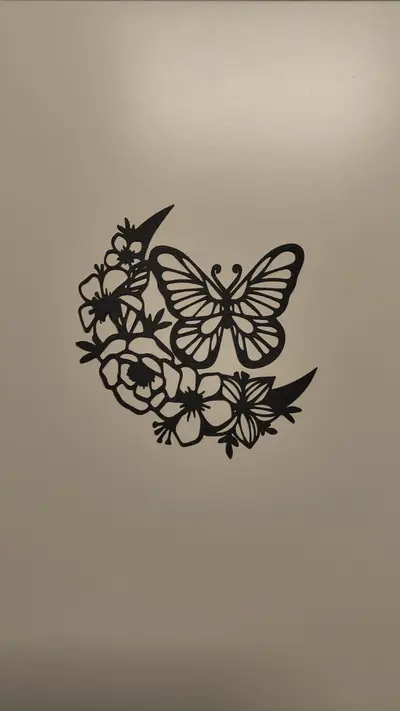 butterfly on flower wall art