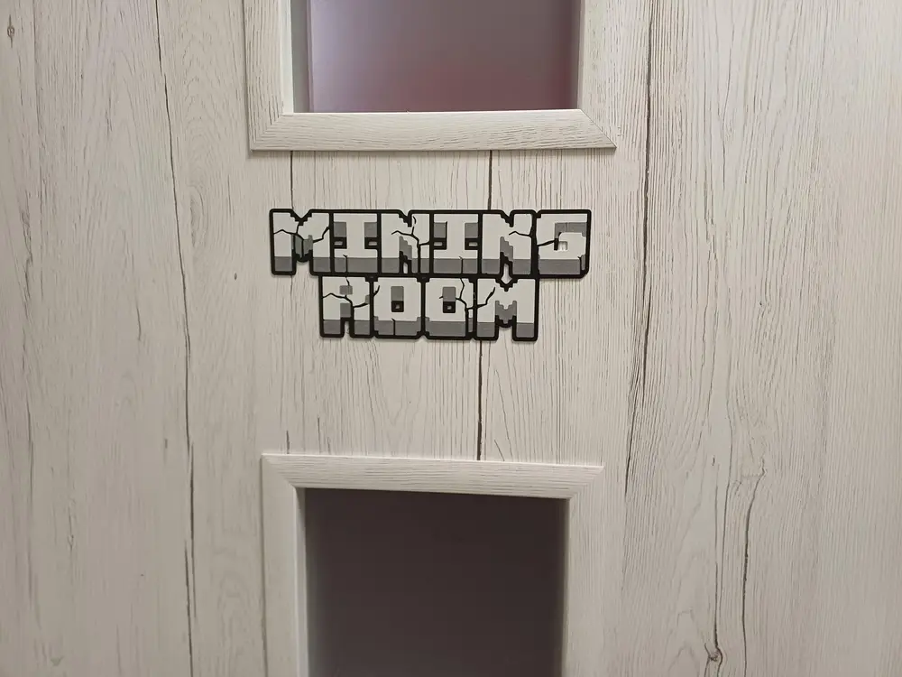 Minecraft mining room door sign