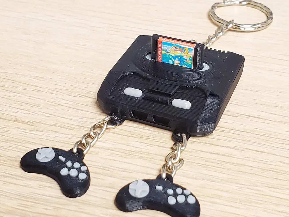 Sega Genesis Model 2 Console Keychain with Controllers