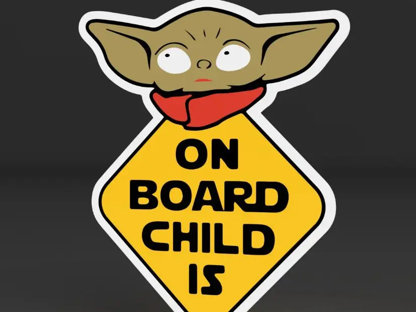 Baby Yoda "On Board Child Is" Car Sign (StarWars)