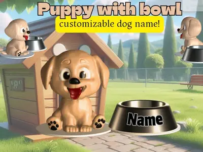 Puppy with bowl