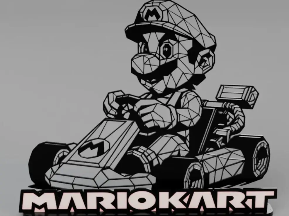Low poly Super Mario from MK with stand