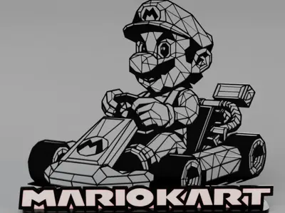 Low poly Super Mario from MK with stand
