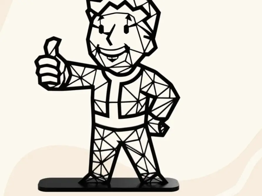Low poly Vault Boy with stand