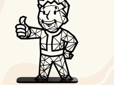 Low poly Vault Boy with stand