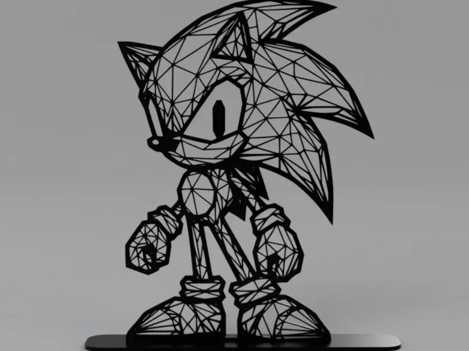 Low poly Sonic with stand