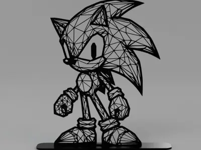 Low poly Sonic with stand