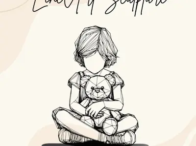 Girl with bear - low poly sculpture