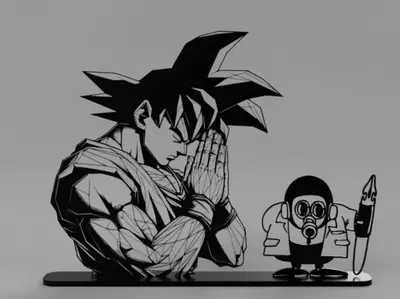 Goku and Tori-Bot commemorative stand
