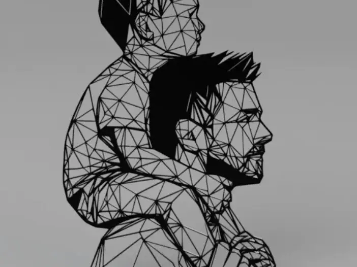 Low poly Dad & Son with stand