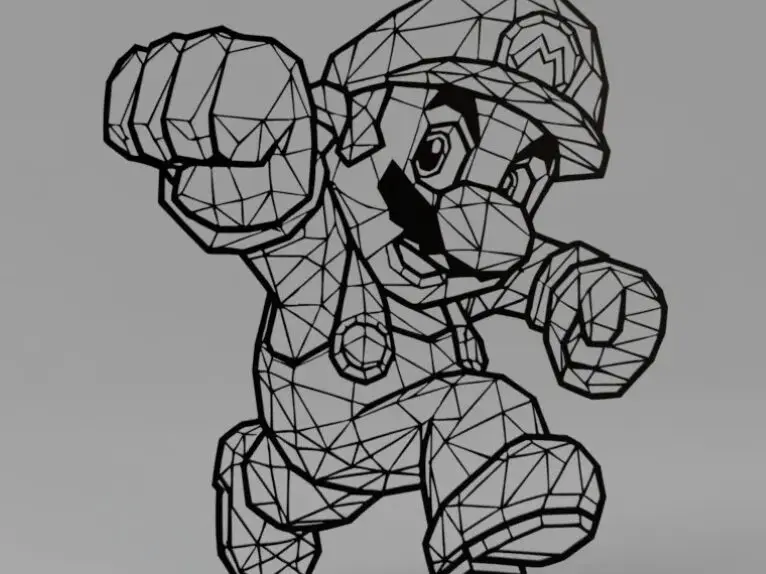 Low poly Super Mario with stand